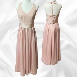 White By Vera Wang Halter Bridesmaid Dress, Pleated, V-Neck, Front Slit, Size 4